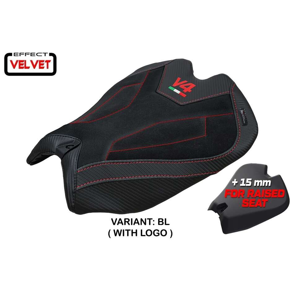 Housse de selle TPZ Italia spécifique pour Ducati Panigale V4 modèle 2025, coloris Argenta High Velvet