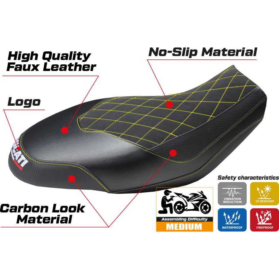 Housse de selle TPZ Italia spécifique pour Ducati Scrambler 400 / 800 / 1100 (modèles 2015-2024), coloris Ischia Velvet