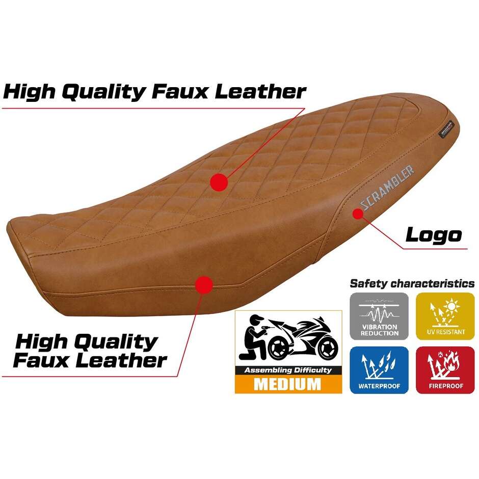 Housse de selle TPZ Italia spécifique pour Ducati Scrambler 800 modèle Venice 2023-2025