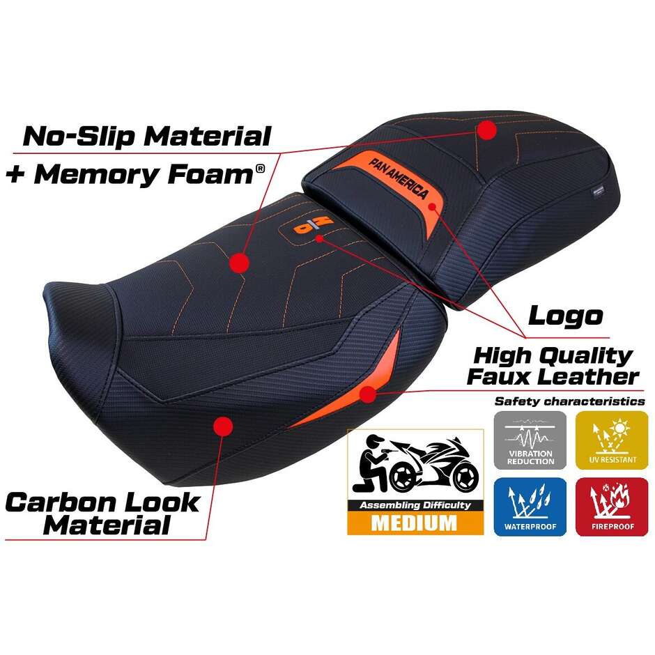 Housse de selle TPZ Italia spécifique pour Harley Davidson Pan America 2021-2025, modèle Vegas Comfort System