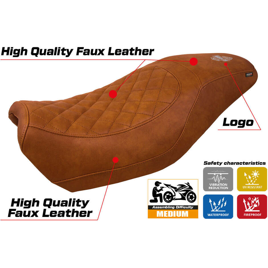 Housse de selle TPZ Italia spécifique pour Harley Davidson Street 500/750 (modèle Miami, 2016-2021)