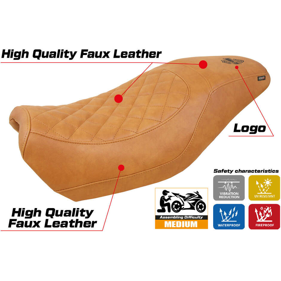 Housse de selle TPZ Italia spécifique pour Harley Davidson Street 500/750 (modèle Miami, 2016-2021)
