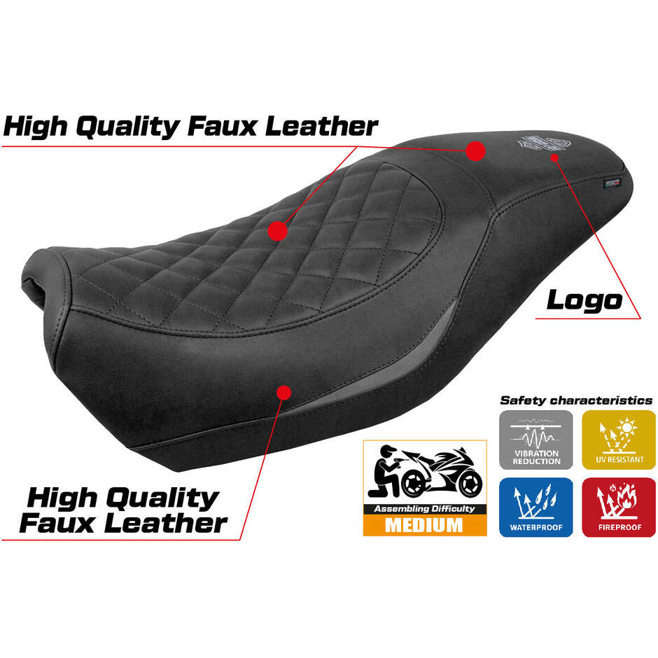 Housse de selle TPZ Italia spécifique pour Harley Davidson Street 500/750 (modèle Miami, 2016-2021)