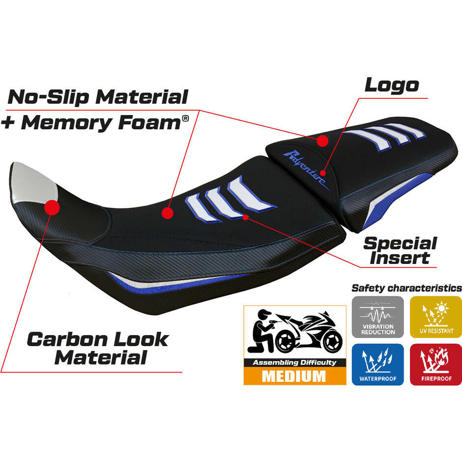 Housse de selle TPZ Italia spécifique pour Honda Africa Twin 1100 Adventure Sport (modèles 2020-2025), coloris Ambre, système de confort