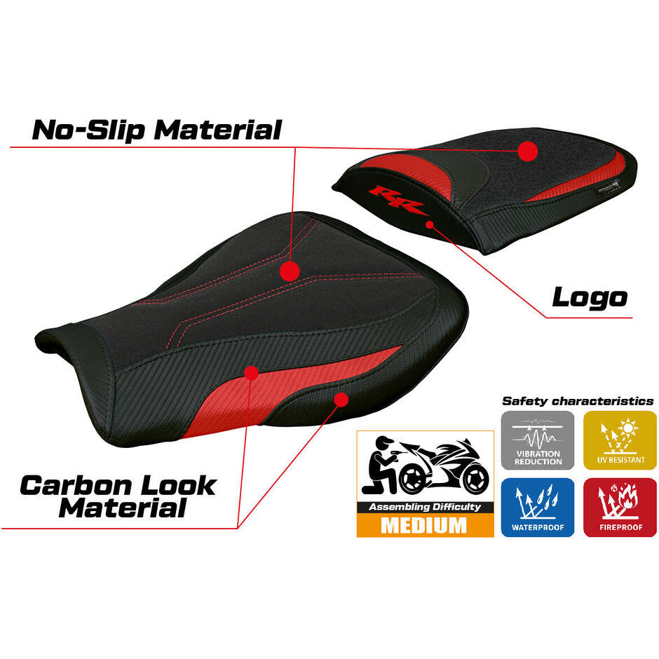 Housse de selle TPZ Italia spécifique pour Honda CBR 600 RR (modèles 2007-2025) Huelva Ultragrip