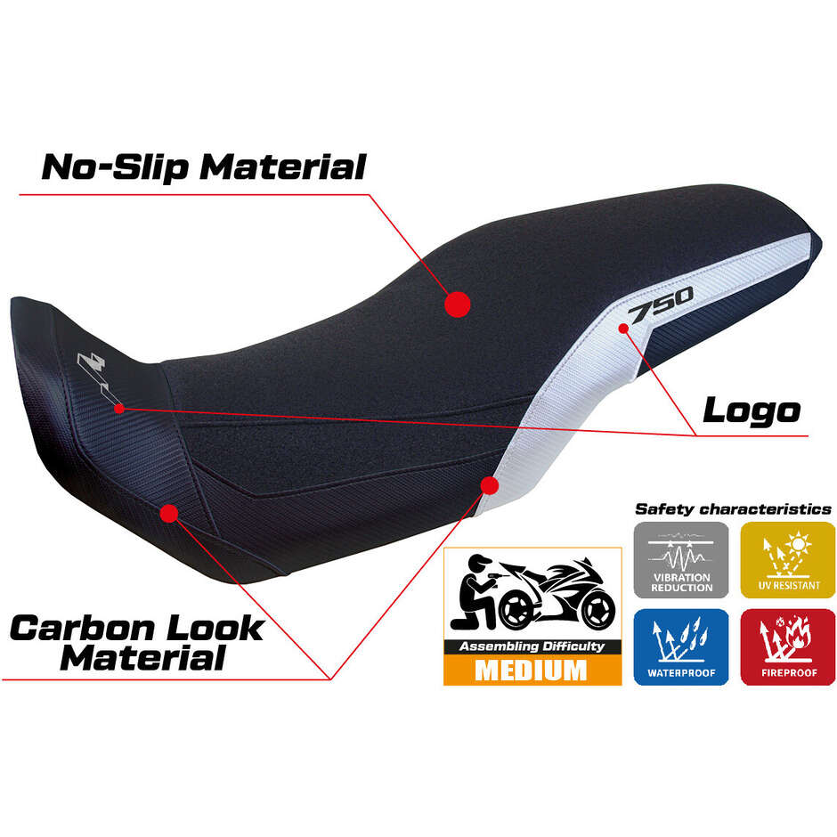 Housse de selle TPZ Italia spécifique pour Honda Transalp 750 2023-2025, modèle Malmö, Ultragrip