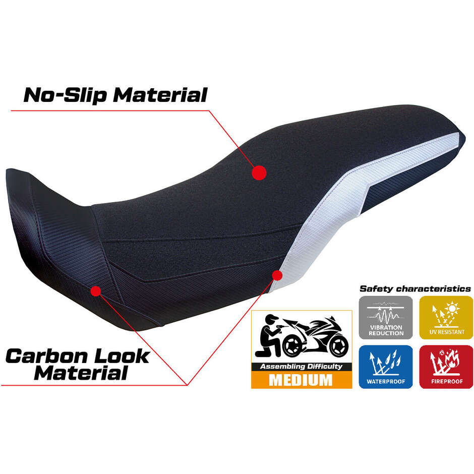 Housse de selle TPZ Italia spécifique pour Honda Transalp 750 2023-2025, modèle Malmö, Ultragrip