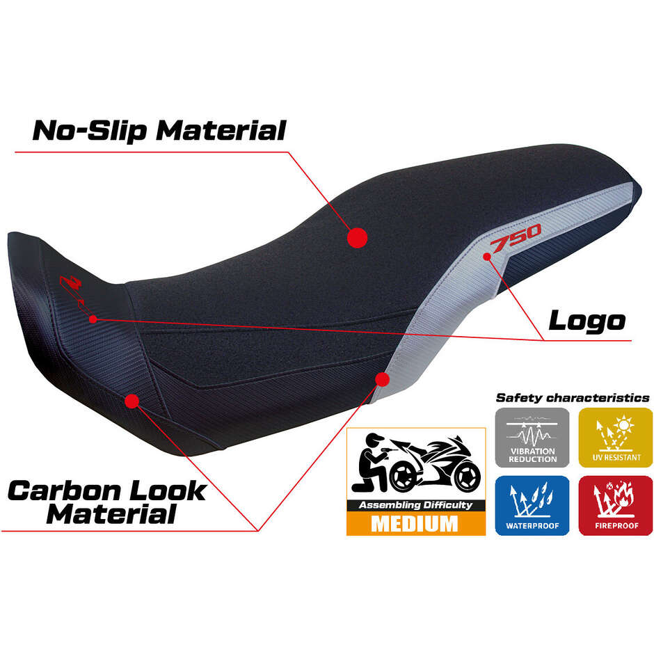 Housse de selle TPZ Italia spécifique pour Honda Transalp 750 2023-2025, modèle Malmö, Ultragrip