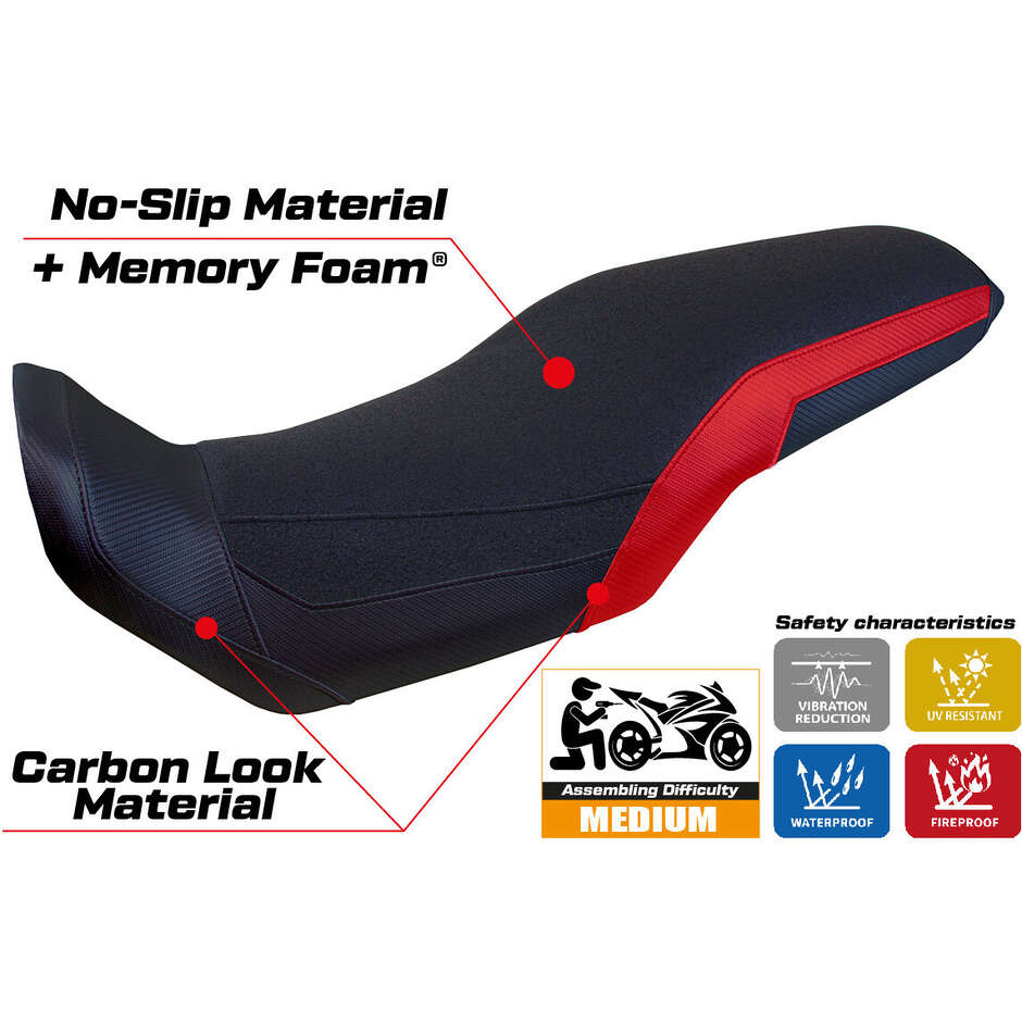 Housse de selle TPZ Italia spécifique pour Honda Transalp 750 (modèles 2023-2025), système de confort Malmö Ultragrip