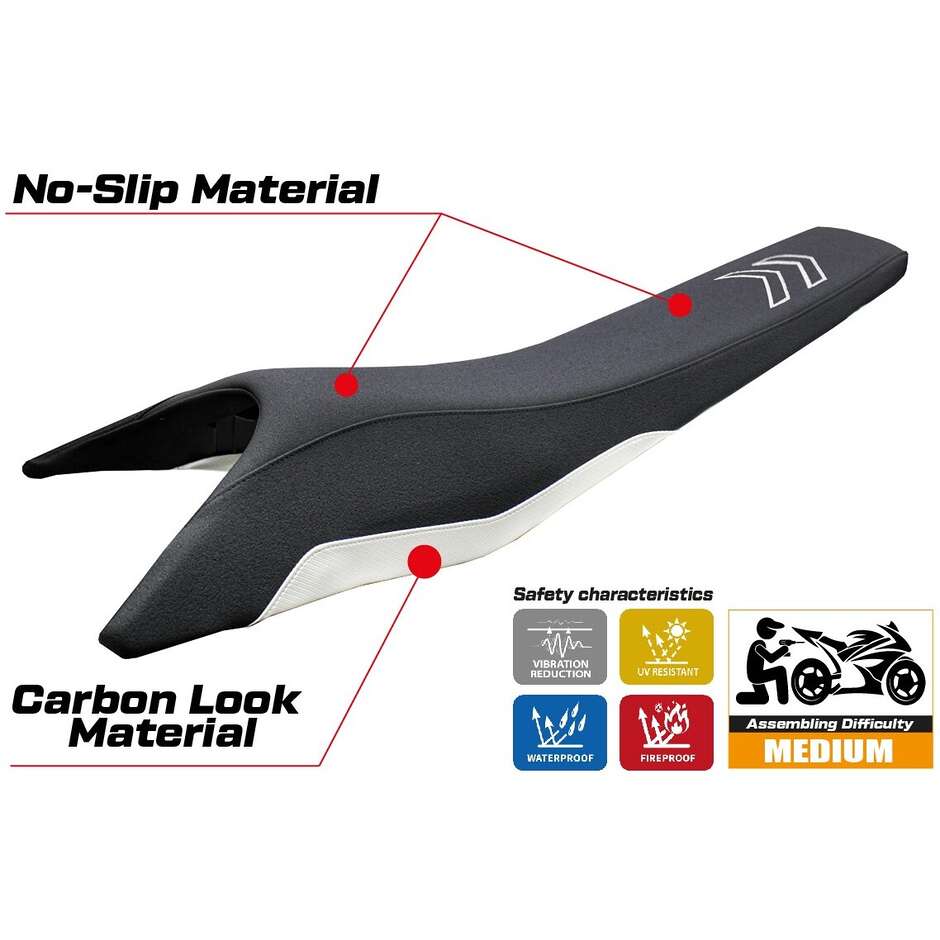 Housse de selle TPZ Italia spécifique pour Husqvarna 701 Enduro 2017-2025, modèle Uppsala Ultragrip