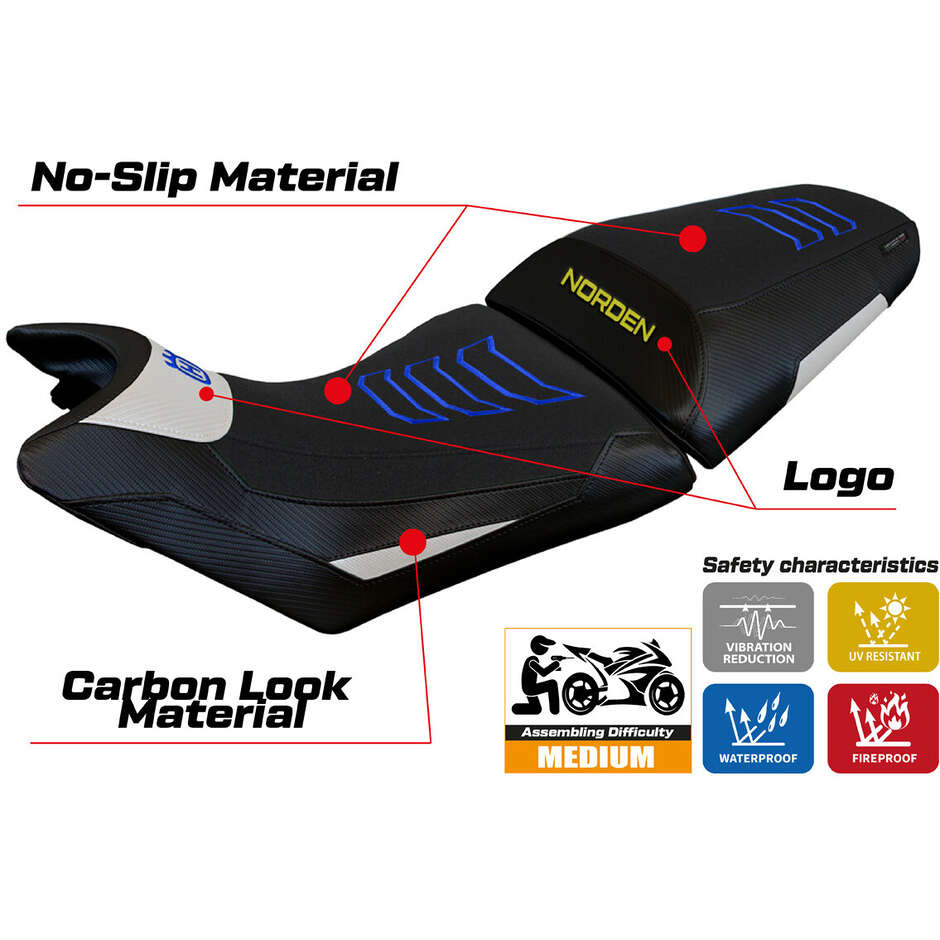 Housse de selle TPZ Italia spécifique pour Husqvarna Norden 901 2022-2025 modèle Norvik Ultragrip