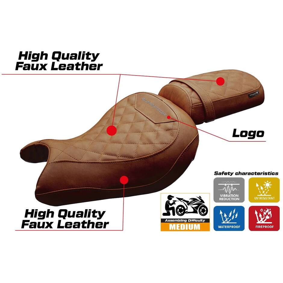 Housse de selle TPZ Italia spécifique pour Kawasaki Eliminator 500 2024-2025 (modèle Mutsu)