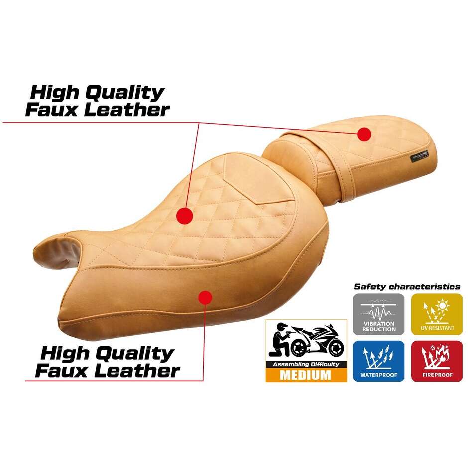 Housse de selle TPZ Italia spécifique pour Kawasaki Eliminator 500 2024-2025 (modèle Mutsu)