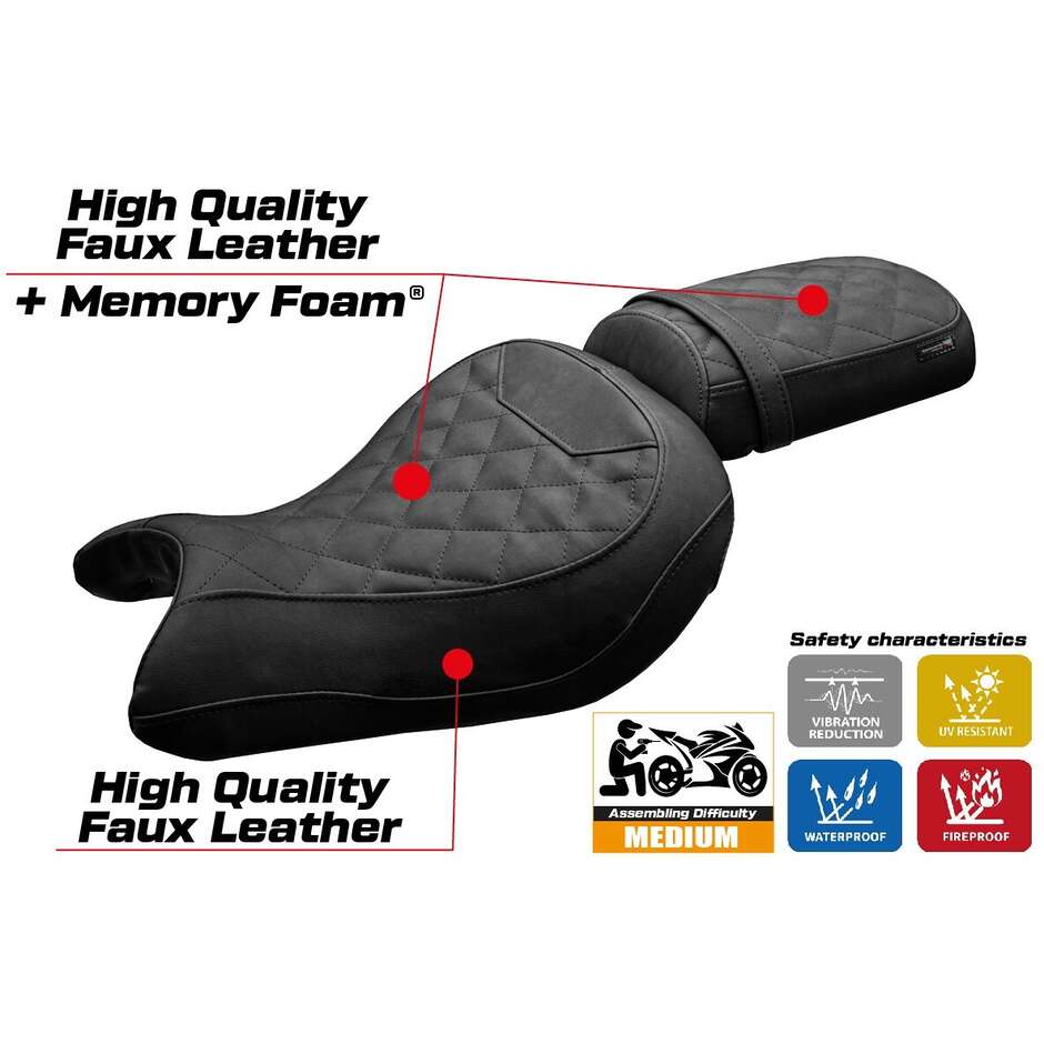 Housse de selle TPZ Italia spécifique pour Kawasaki Eliminator 500, modèle 2024-2025, système de confort Mutsu
