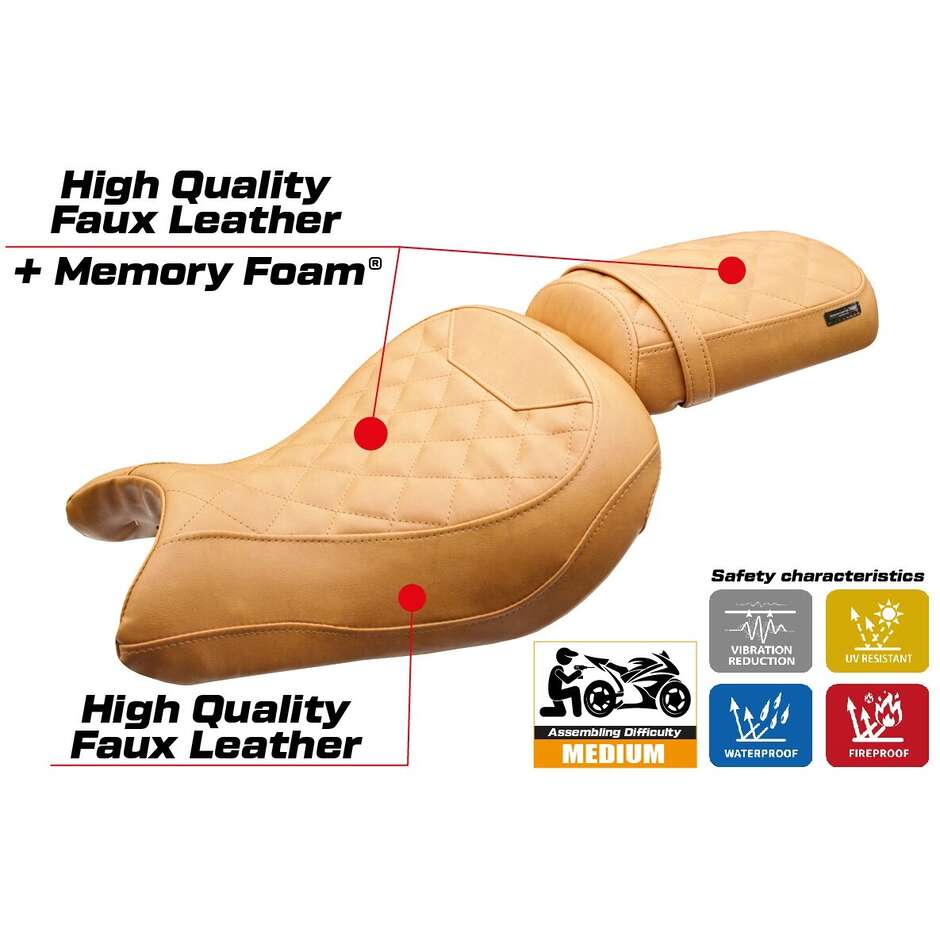 Housse de selle TPZ Italia spécifique pour Kawasaki Eliminator 500, modèle 2024-2025, système de confort Mutsu