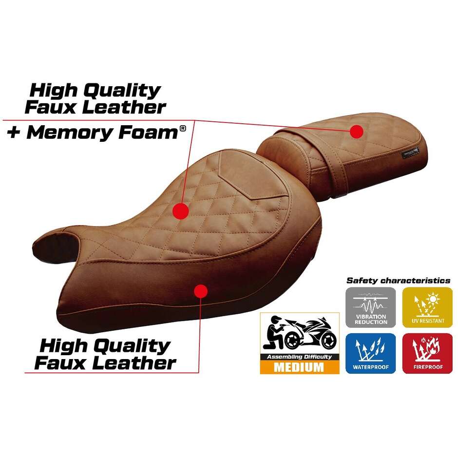 Housse de selle TPZ Italia spécifique pour Kawasaki Eliminator 500, modèle 2024-2025, système de confort Mutsu