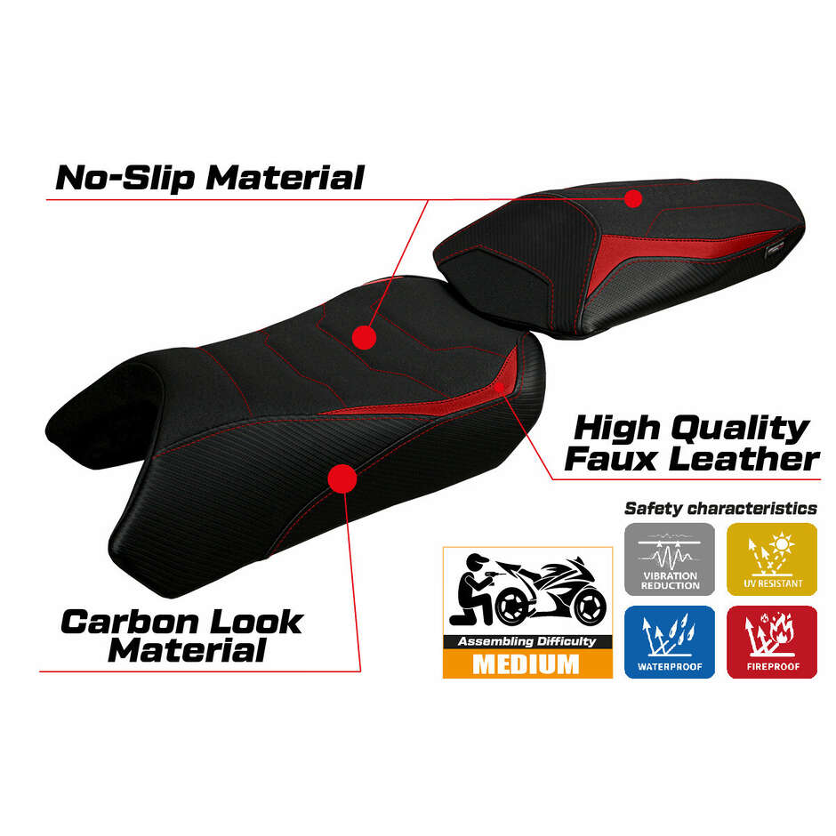 Housse de selle TPZ Italia spécifique pour Kawasaki Ninja 1000 / 1000 SX (modèles 2020-2024) Arusha Ultragrip