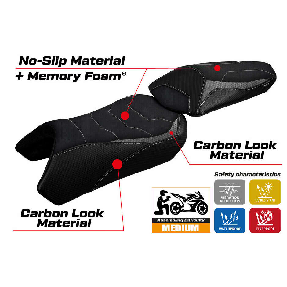Housse de selle TPZ Italia spécifique pour Kawasaki Ninja 1000 / 1000 SX (modèles 2020-2024) - Système de confort Arusha