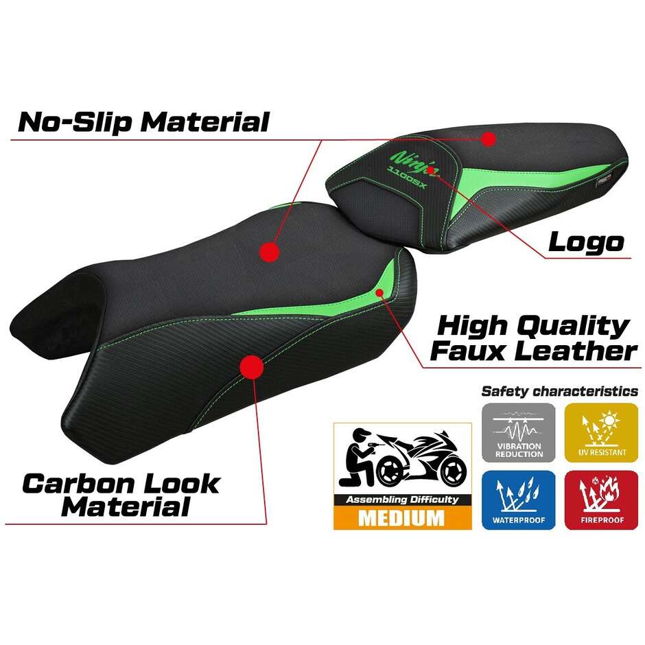 Housse de selle TPZ Italia spécifique pour Kawasaki Ninja 1100 SX 2025, modèle Geisha