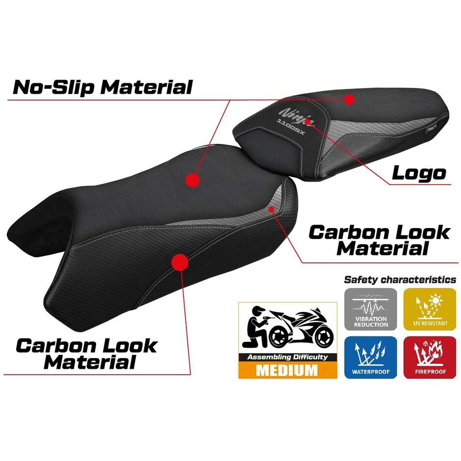 Housse de selle TPZ Italia spécifique pour Kawasaki Ninja 1100 SX 2025, modèle Geisha