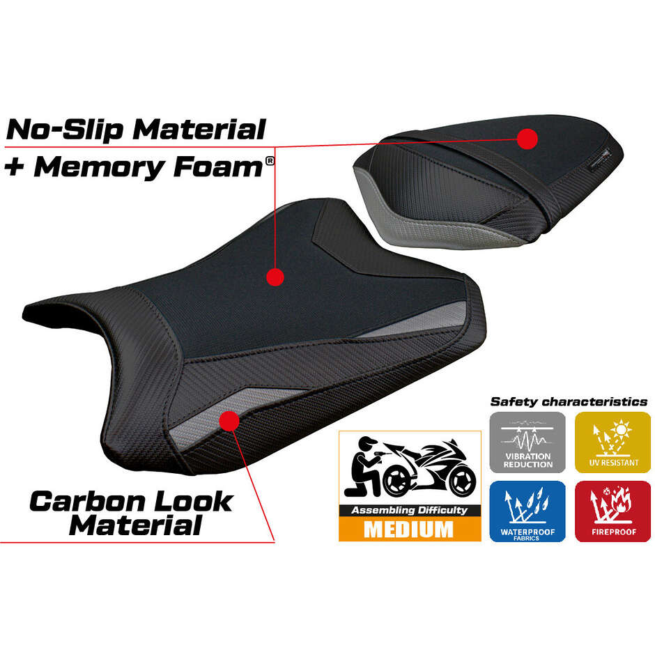 Housse de selle TPZ Italia spécifique pour Kawasaki Ninja 300 (modèles 2013-2017) avec système de confort Aliko