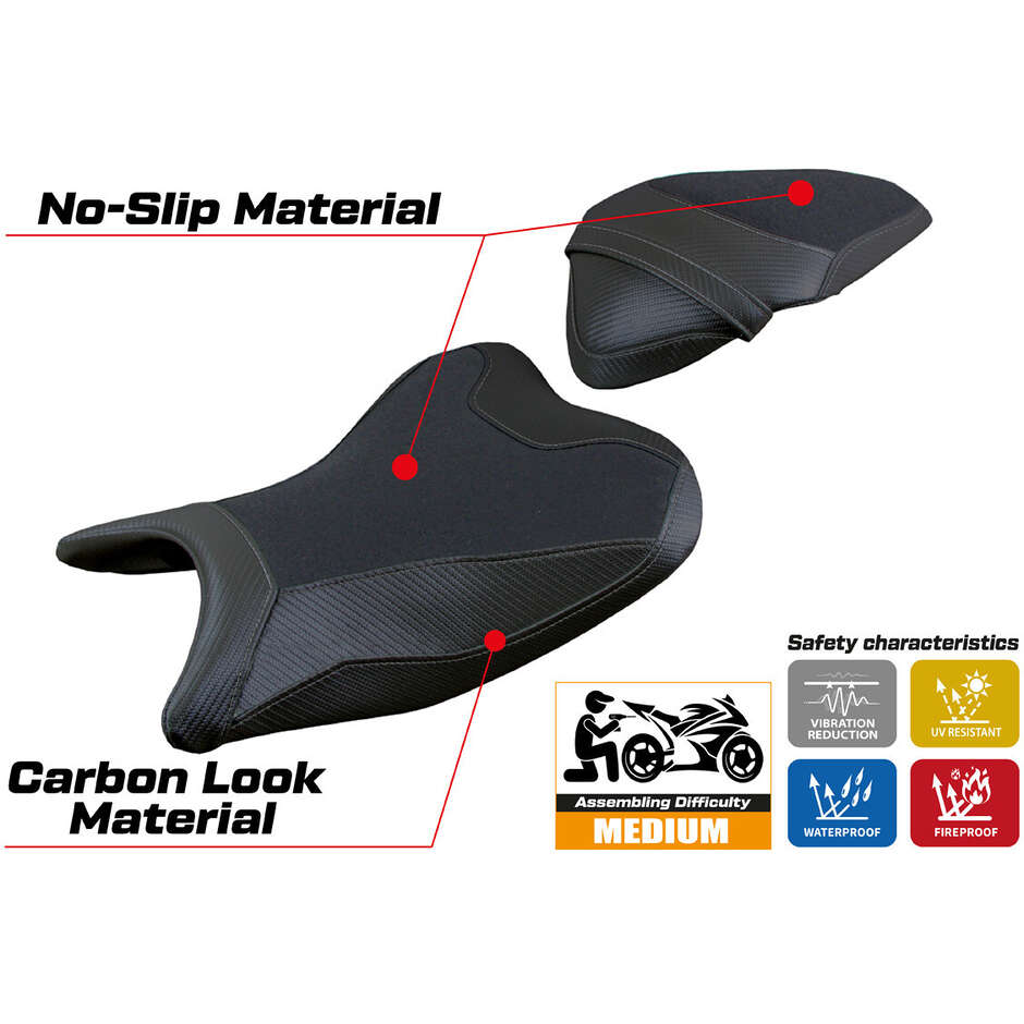 Housse de selle TPZ Italia spécifique pour Kawasaki Ninja 400 (modèles 2018-2023), Ribera Ultragrip