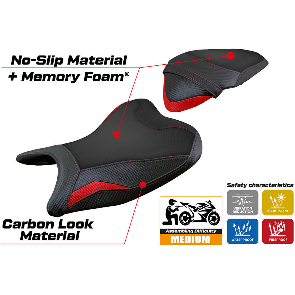 Housse de selle TPZ Italia spécifique pour Kawasaki Ninja 400 (modèles 2018-2023), système de confort Ribera