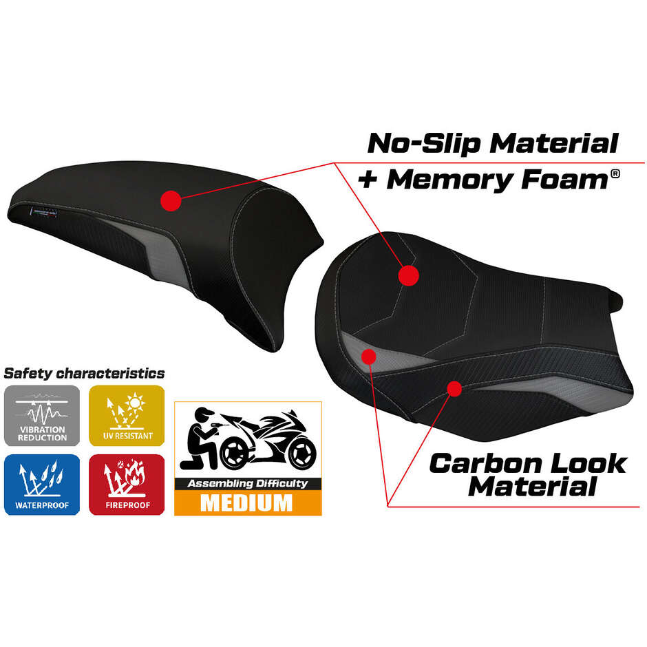 Housse de selle TPZ Italia spécifique pour Kawasaki Ninja 650 (modèles 2017-2025) avec système de confort Sihu