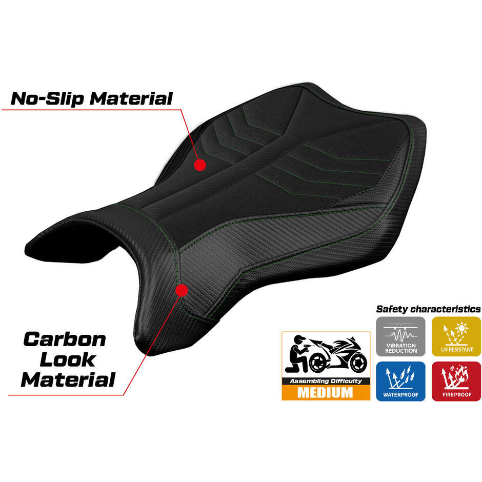 Housse de selle TPZ Italia spécifique pour Kawasaki Ninja H2 R (modèles 2015-2025) MadMax Ultragrip