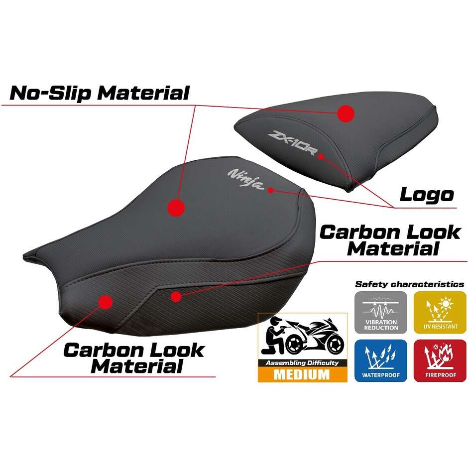 Housse de selle TPZ Italia spécifique pour Kawasaki Ninja ZX 10 R 2006-2007, modèle Goku
