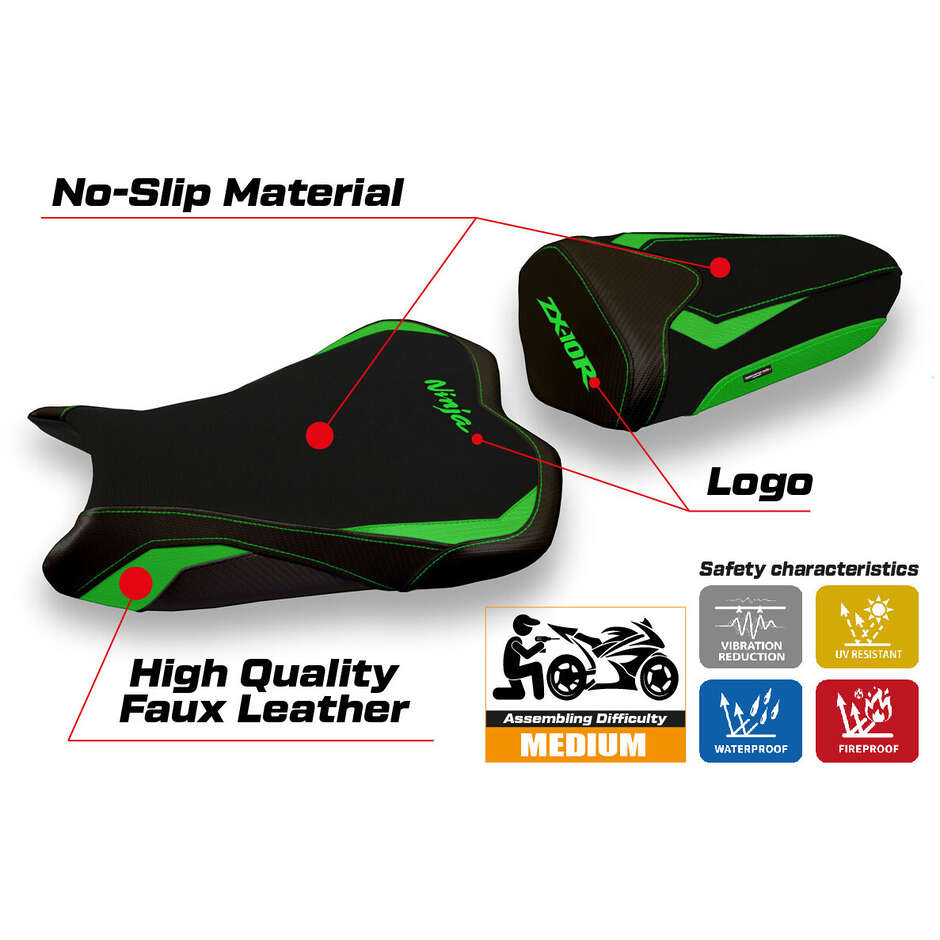 Housse de selle TPZ Italia spécifique pour Kawasaki Ninja ZX 10 R 2008-2010, gamme 2