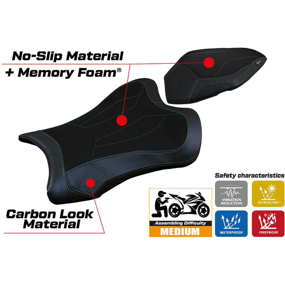 Housse de selle TPZ Italia spécifique pour Kawasaki Ninja ZX 10 R 2021-2025, modèle Dexter Comfort System