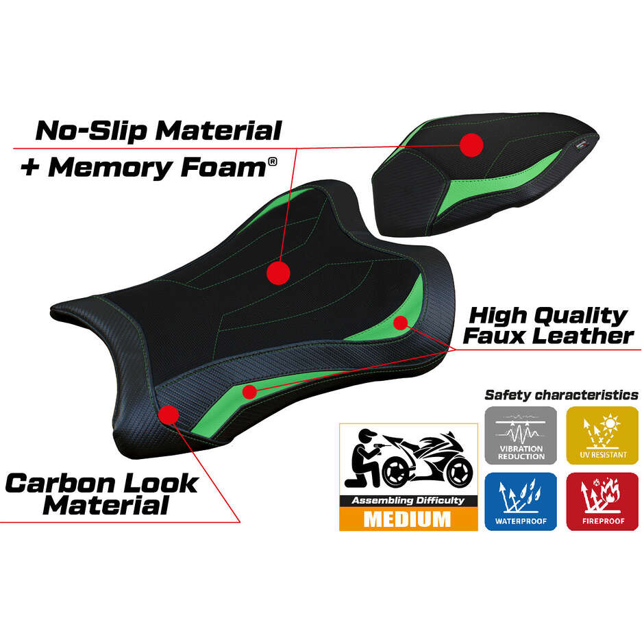 Housse de selle TPZ Italia spécifique pour Kawasaki Ninja ZX 10 R 2021-2025, modèle Dexter Comfort System