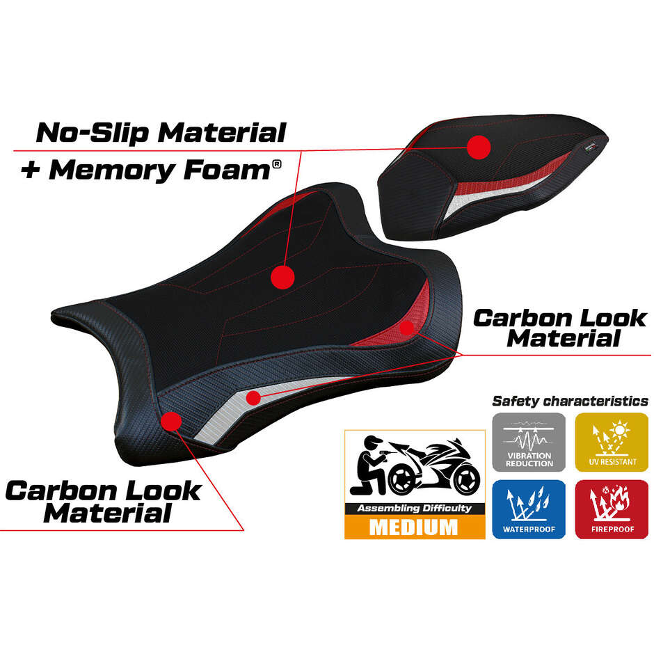 Housse de selle TPZ Italia spécifique pour Kawasaki Ninja ZX 10 R 2021-2025, modèle Dexter Comfort System