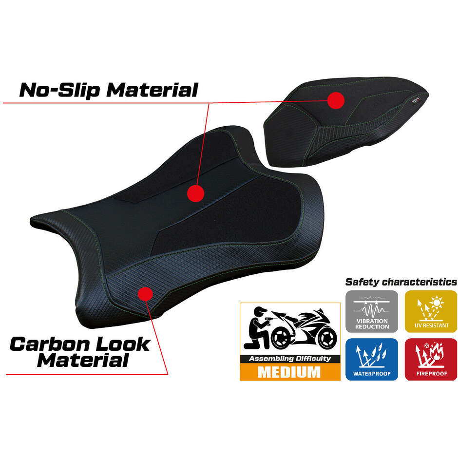 Housse de selle TPZ Italia spécifique pour Kawasaki Ninja ZX 10 R 2021-2025, modèle Dexter Ultragrip