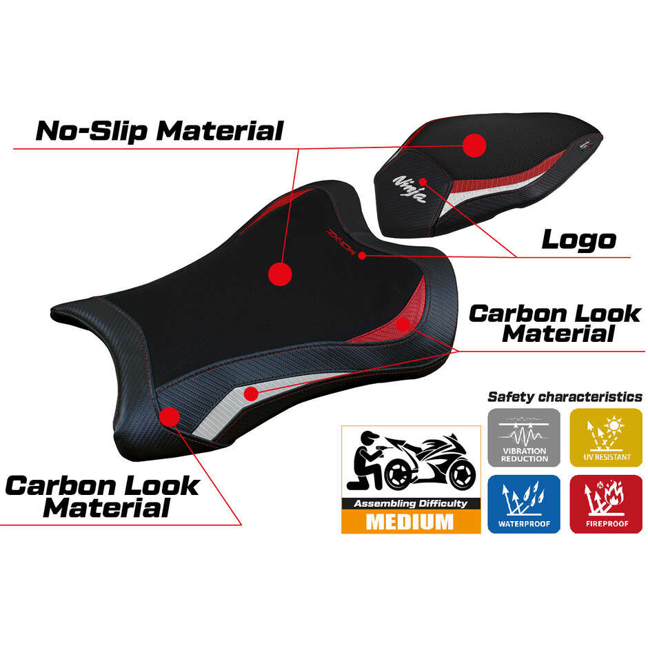 Housse de selle TPZ Italia spécifique pour Kawasaki Ninja ZX 10 R 2021-2025, modèle Dexter