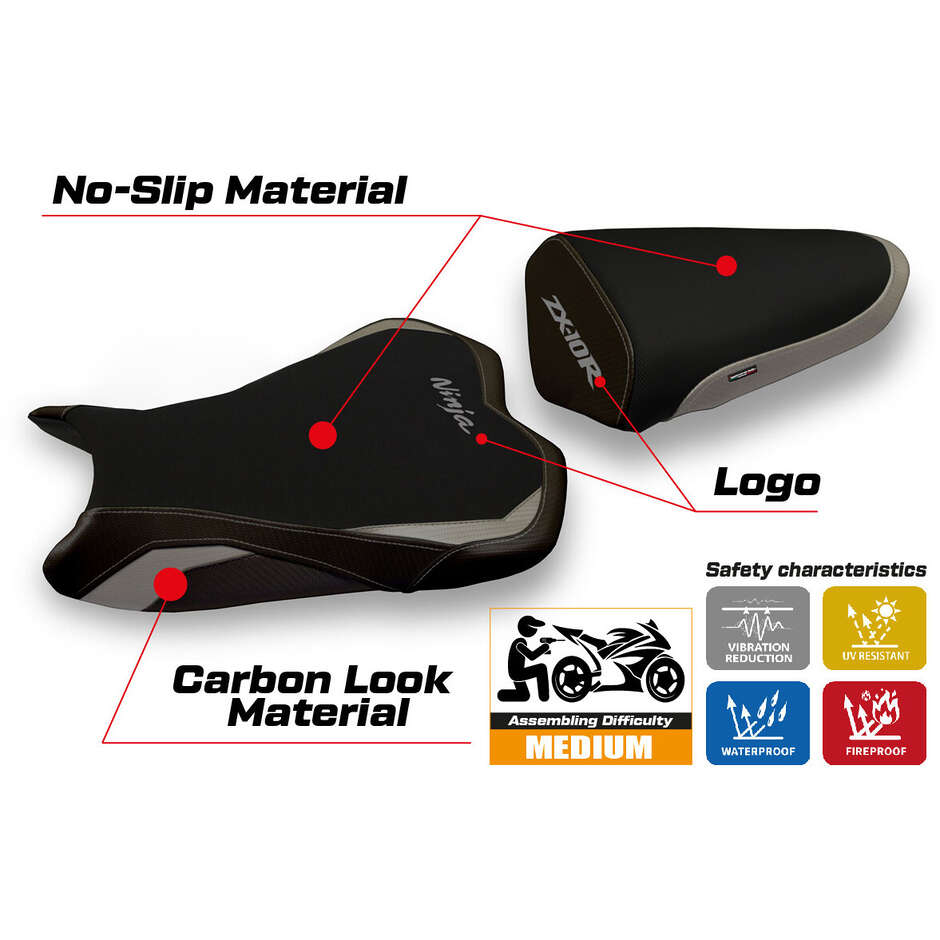 Housse de selle TPZ Italia spécifique pour Kawasaki Ninja ZX 10 R modèle 2008-2010 Seul 1