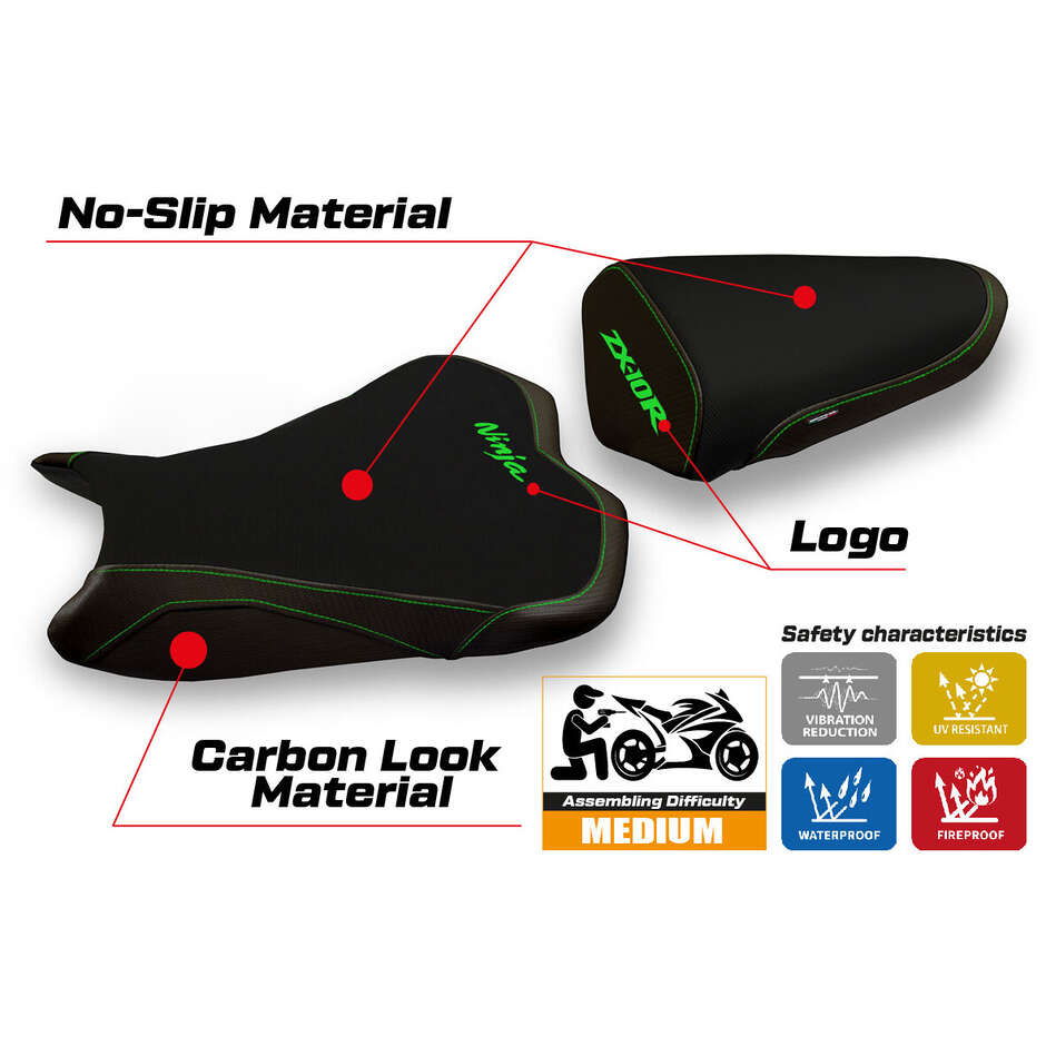 Housse de selle TPZ Italia spécifique pour Kawasaki Ninja ZX 10 R modèle 2008-2010 Seul 1