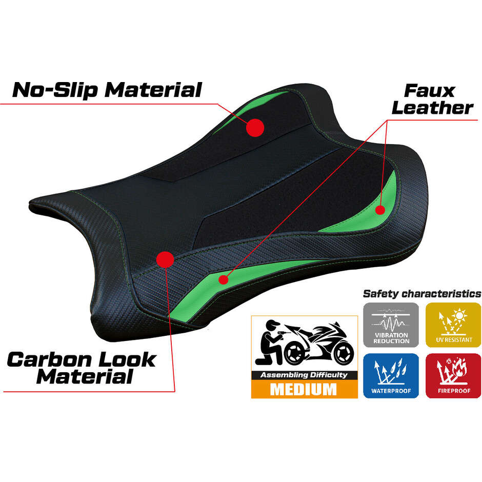 Housse de selle TPZ Italia spécifique pour Kawasaki Ninja ZX 10 RR 2021-2025, modèle Garen Ultragrip
