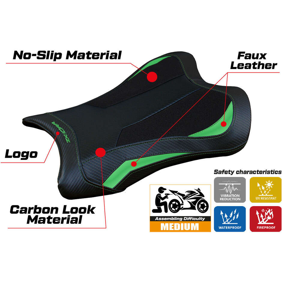 Housse de selle TPZ Italia spécifique pour Kawasaki Ninja ZX 10 RR 2021-2025, modèle Garen Ultragrip
