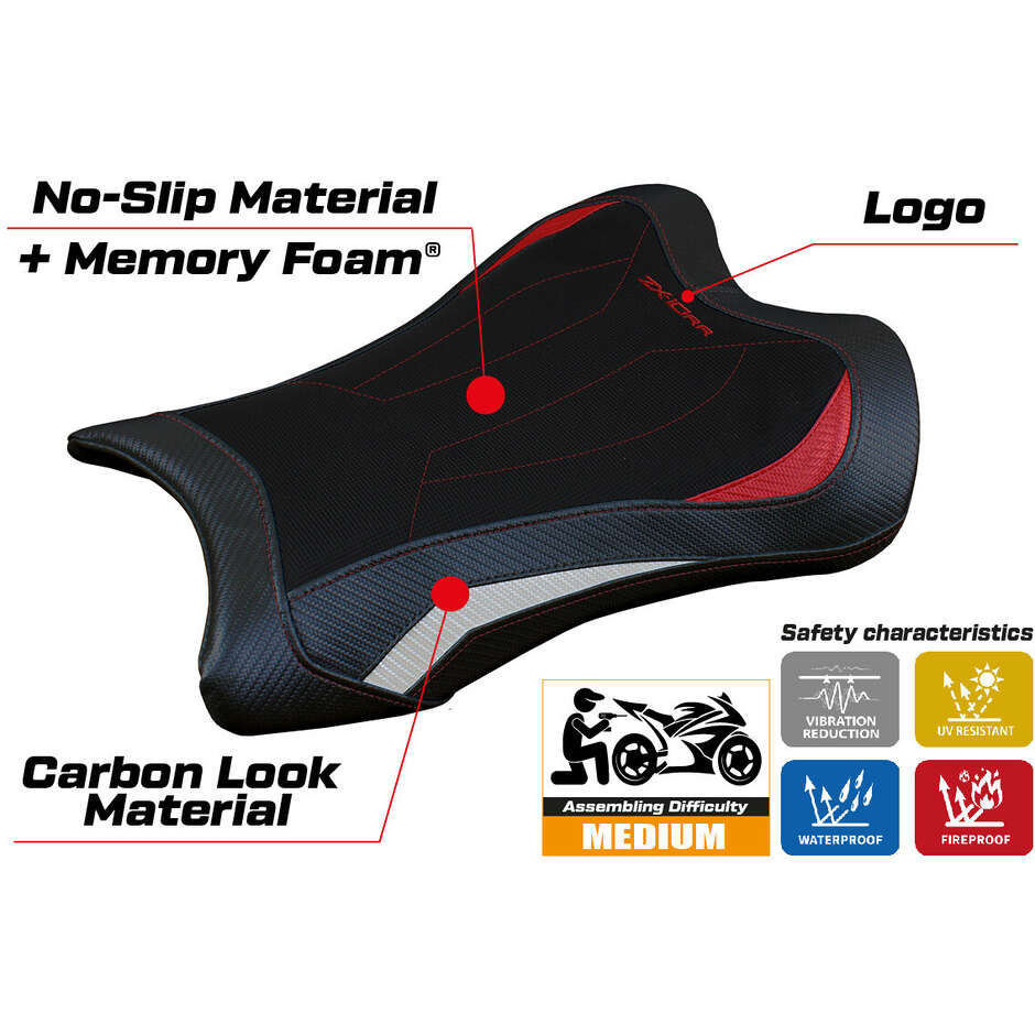 Housse de selle TPZ Italia spécifique pour Kawasaki Ninja ZX 10 RR (modèles 2021-2025) - Système de confort Garen