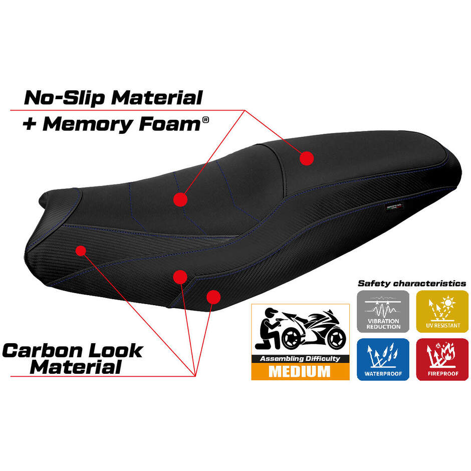 Housse de selle TPZ Italia spécifique pour Kawasaki Ninja ZX 14 R (modèles 2012-2024) - Système de confort Idaho