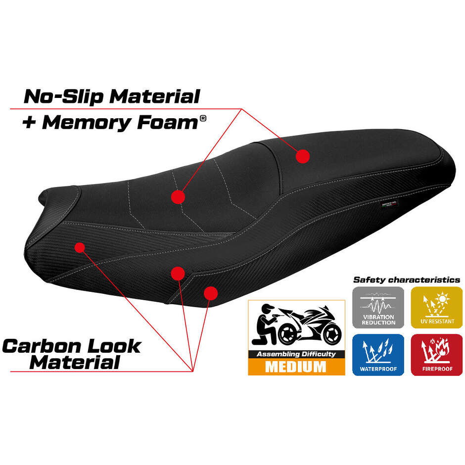 Housse de selle TPZ Italia spécifique pour Kawasaki Ninja ZX 14 R (modèles 2012-2024) - Système de confort Idaho