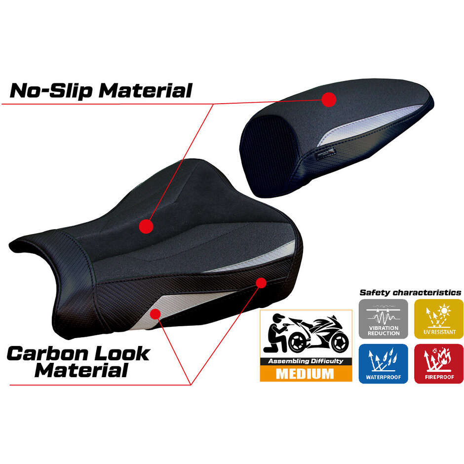 Housse de selle TPZ Italia spécifique pour Kawasaki Ninja ZX 25 R (modèles 2020-2025), en velours Hermes Ultragrip