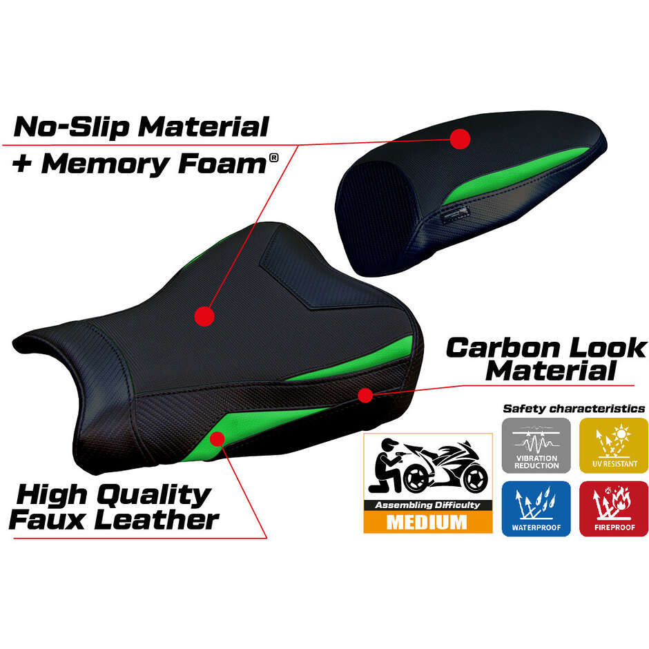 Housse de selle TPZ Italia spécifique pour Kawasaki Ninja ZX 25 R (modèles 2020-2025) - Système de confort Hermes