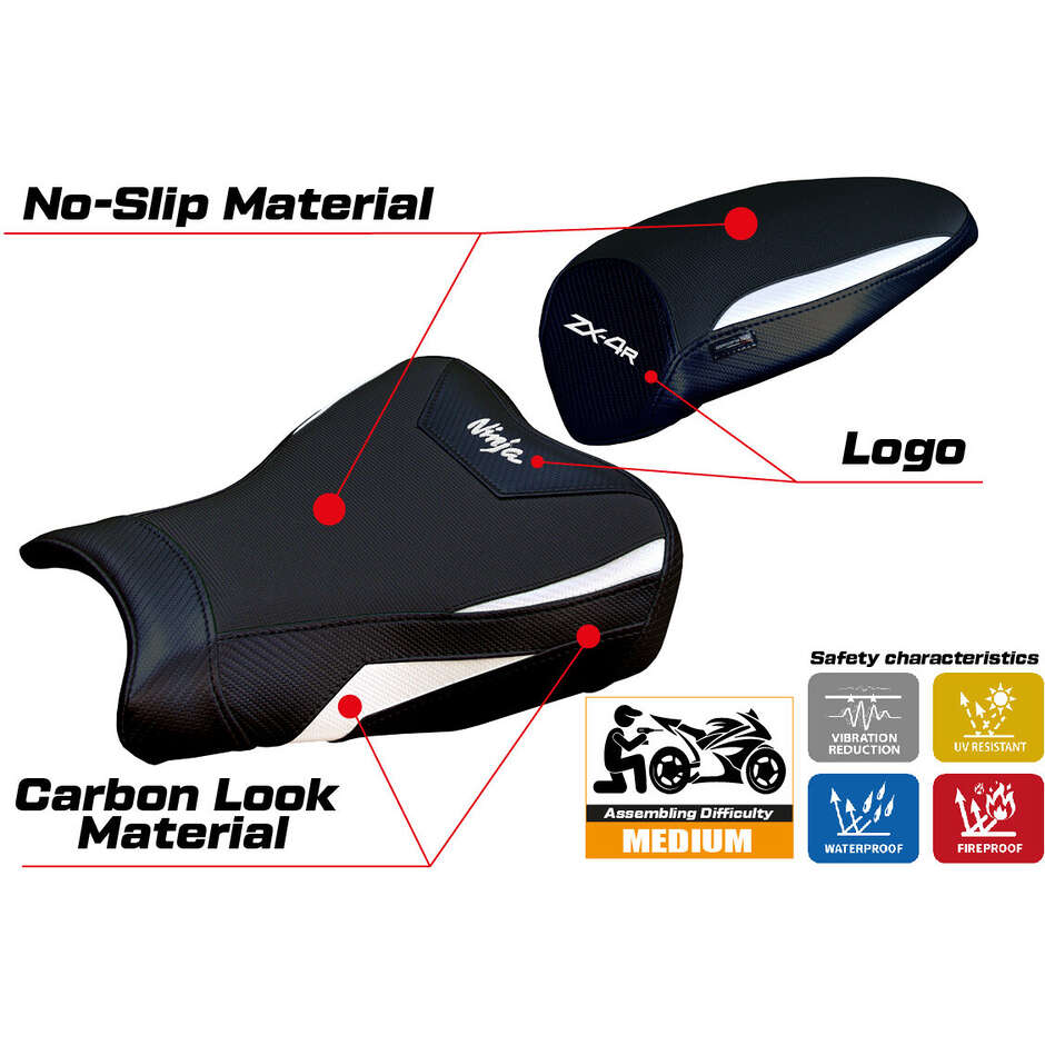 Housse de selle TPZ Italia spécifique pour Kawasaki Ninja ZX 4 R (modèles 2023-2025) - Anet