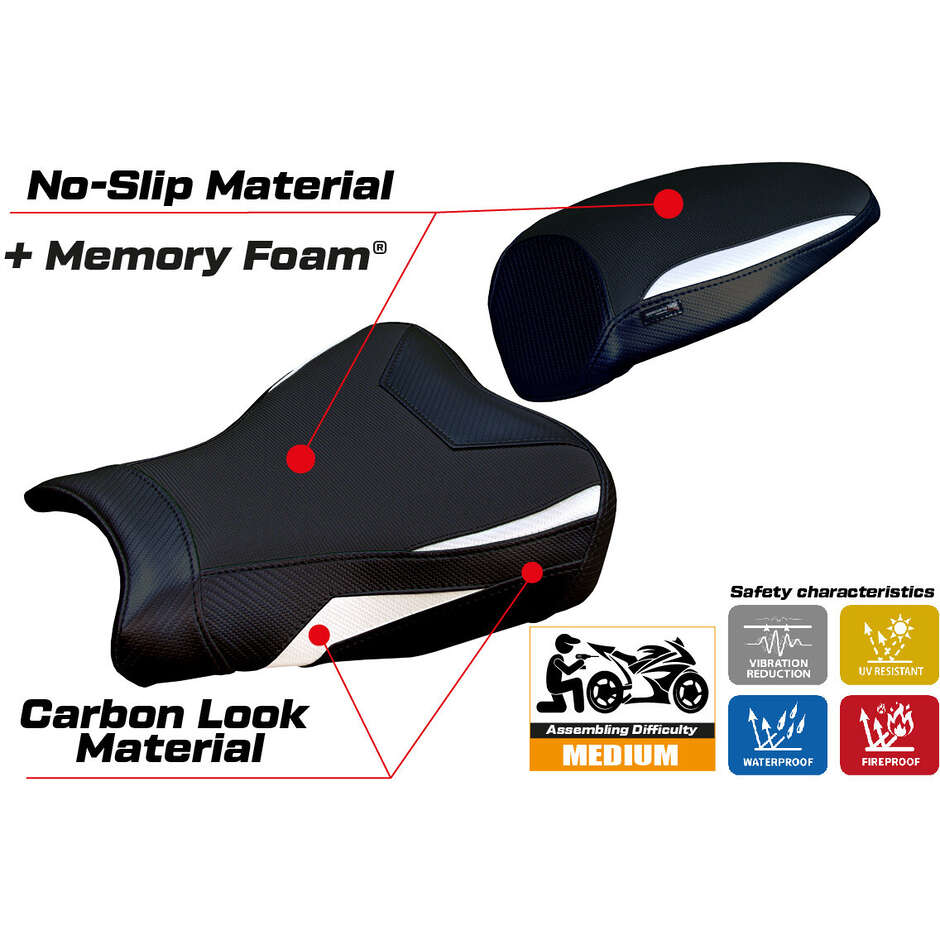 Housse de selle TPZ Italia spécifique pour Kawasaki Ninja ZX 4 R (modèles 2023-2025) avec système de confort Anet