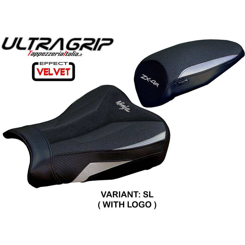 Housse de selle TPZ Italia spécifique pour Kawasaki Ninja ZX 4 R (modèles 2023-2025), en velours Anet Ultragrip.