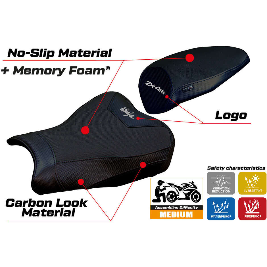 Housse de selle TPZ Italia spécifique pour Kawasaki Ninja ZX 4 RR modèle 2023-2025, système de confort Muzy