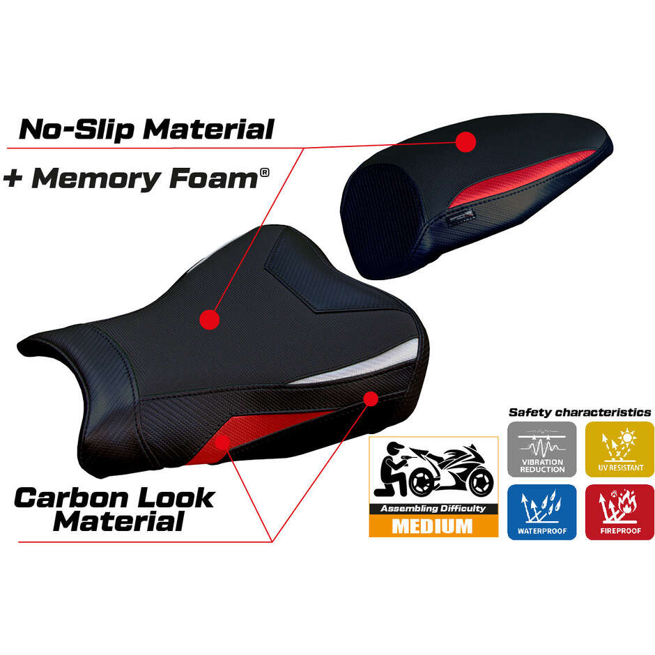 Housse de selle TPZ Italia spécifique pour Kawasaki Ninja ZX 4 RR modèle 2023-2025, système de confort Muzy